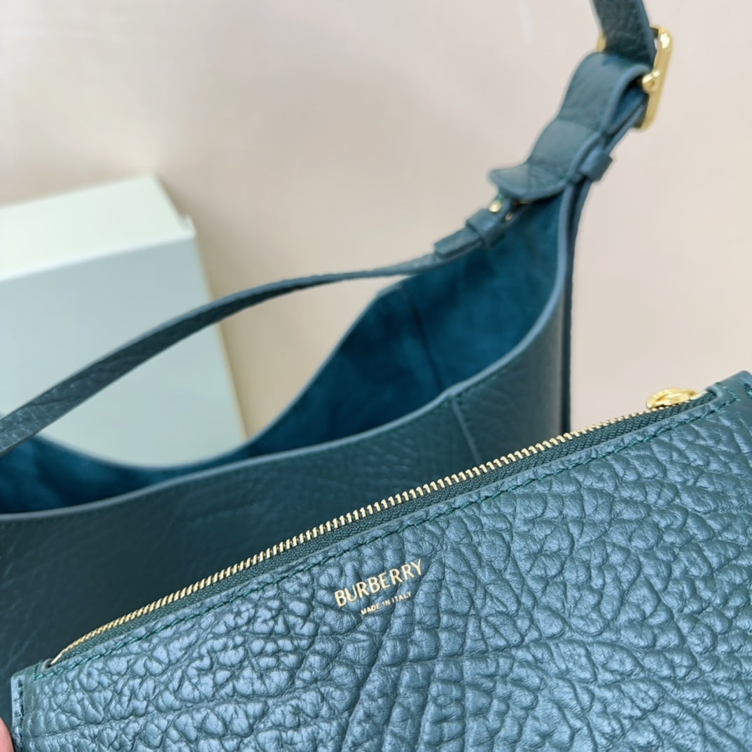 Burberry Leather Hobo Bag - Teal Green
