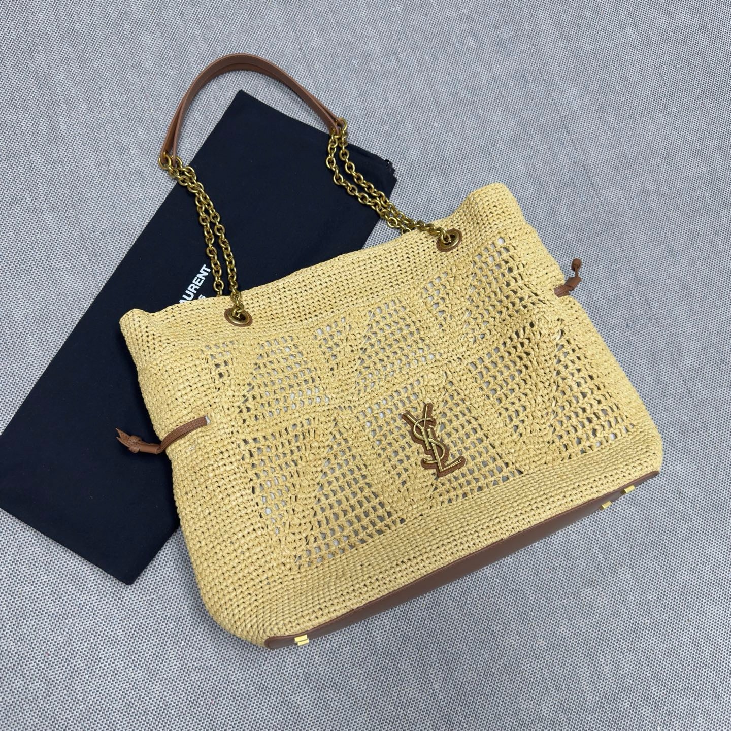 Saint Laurent JAMIE Shopping Bag in Raffia - Natural