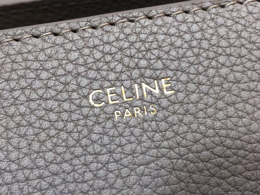 Celine Medium Satchel Bag - Taupe Pebbled Calfskin Leather