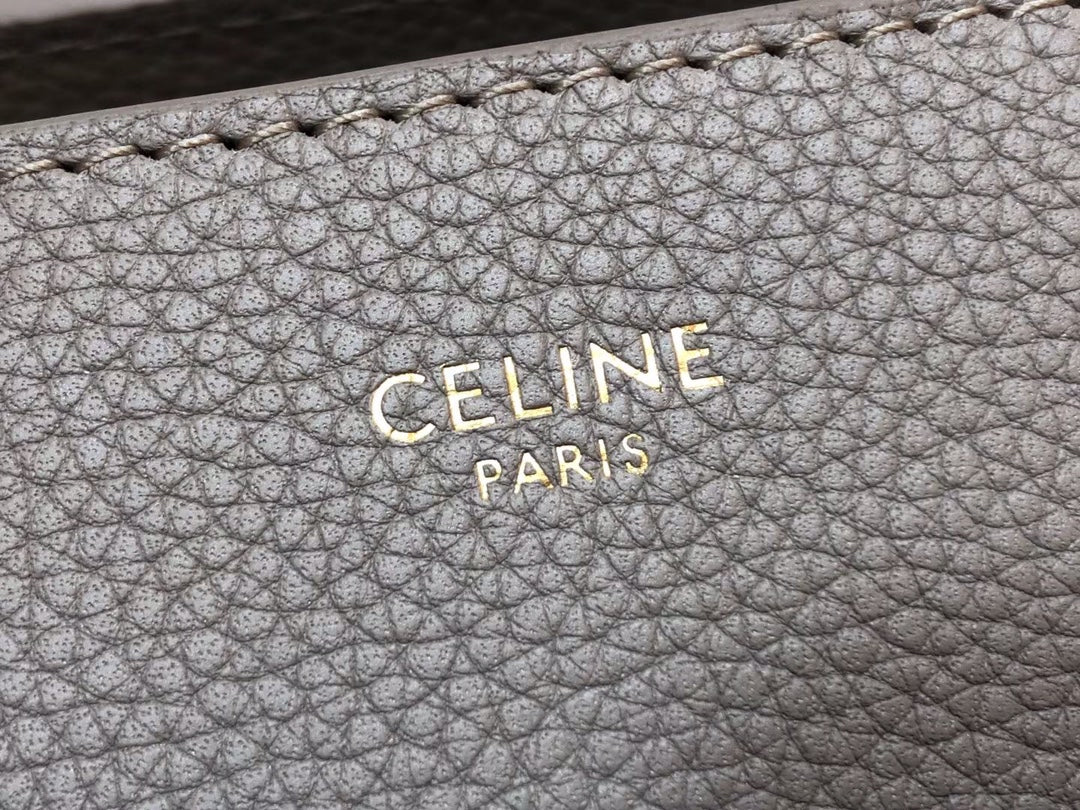 Celine Medium Satchel Bag - Taupe Pebbled Calfskin Leather