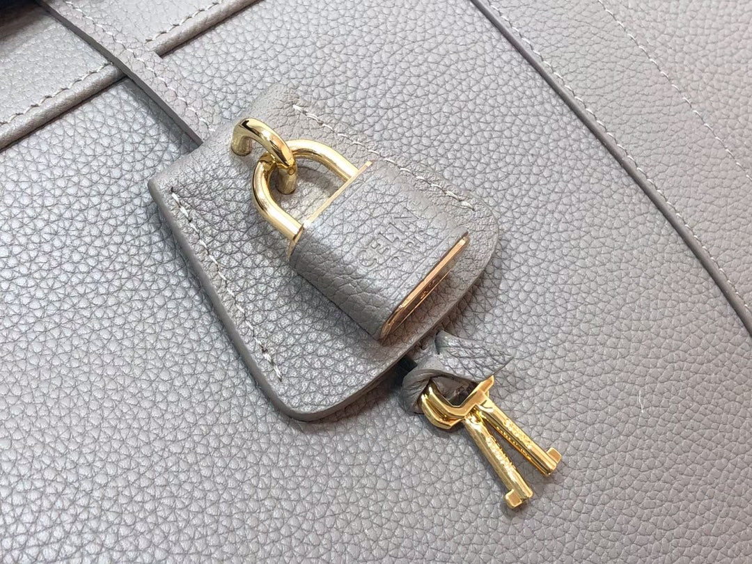 Celine Medium Satchel Bag - Taupe Pebbled Calfskin Leather