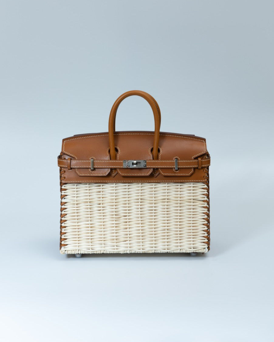 Hermès Picnic Birkin 25 Natural Wicker Barenia Leather Palladium Hardware