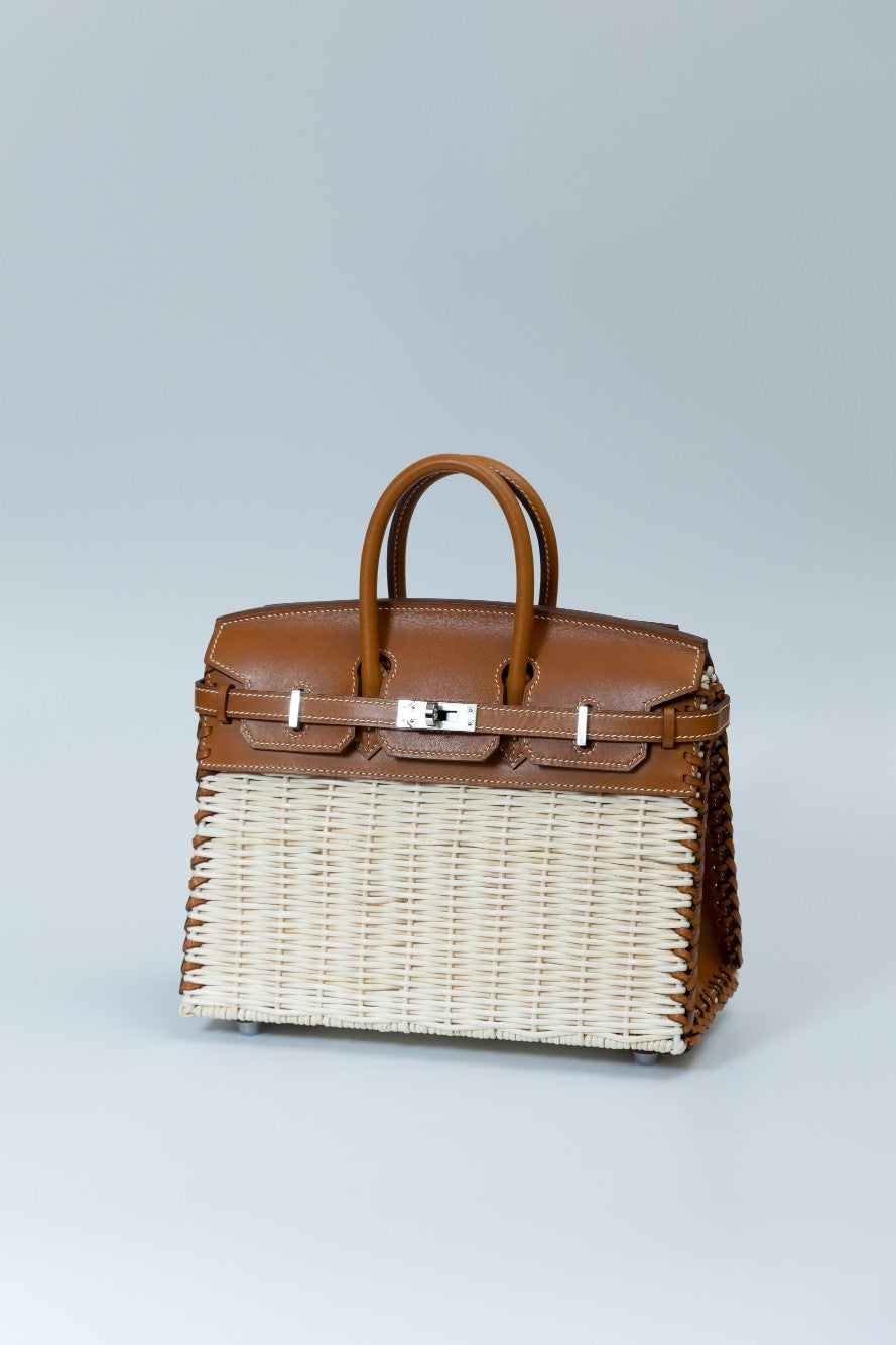 Hermès Picnic Birkin 25 Natural Wicker Barenia Leather Palladium Hardware