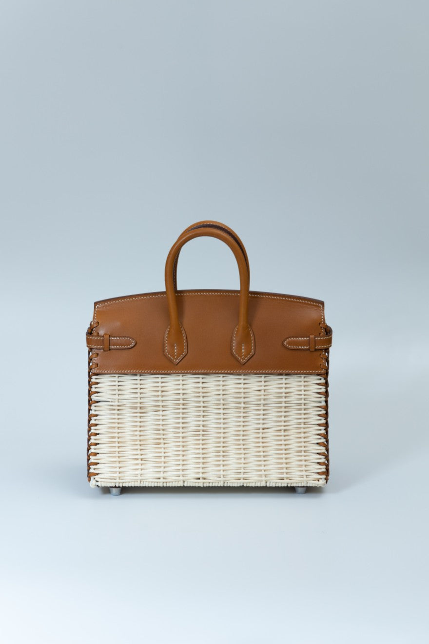 Hermès Picnic Birkin 25 Natural Wicker Barenia Leather Palladium Hardware