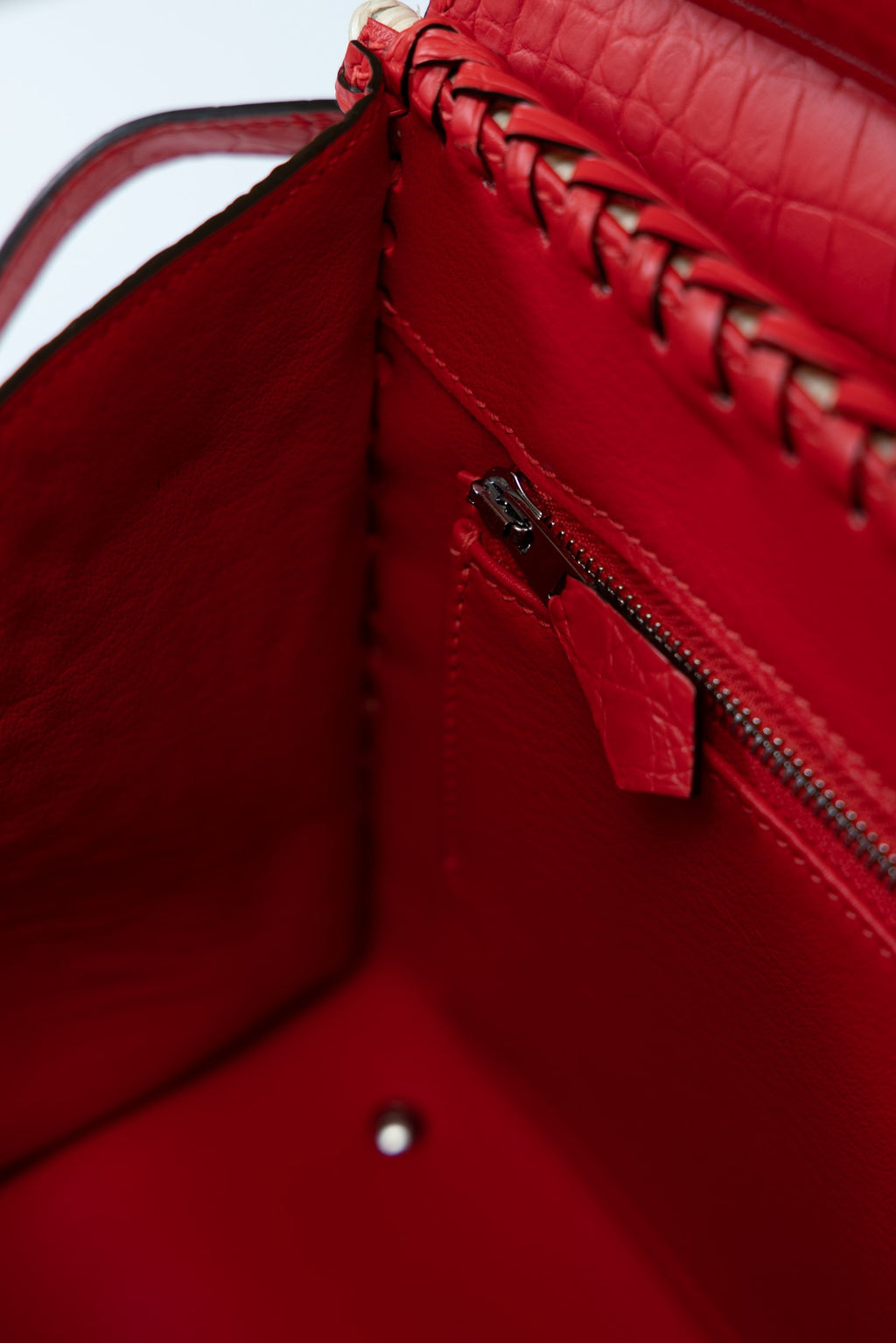 Hermès Rouge Vif Picnic Birkin 25 Wicker Crocodile Palladium Hardware