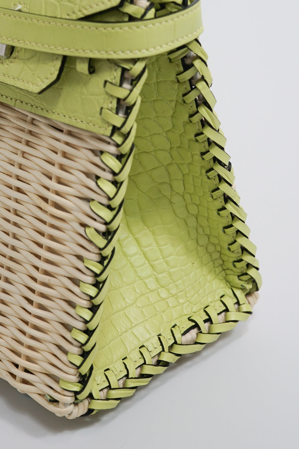Hermès Lime Picnic Birkin 25 Wicker Leather Palladium Hardware