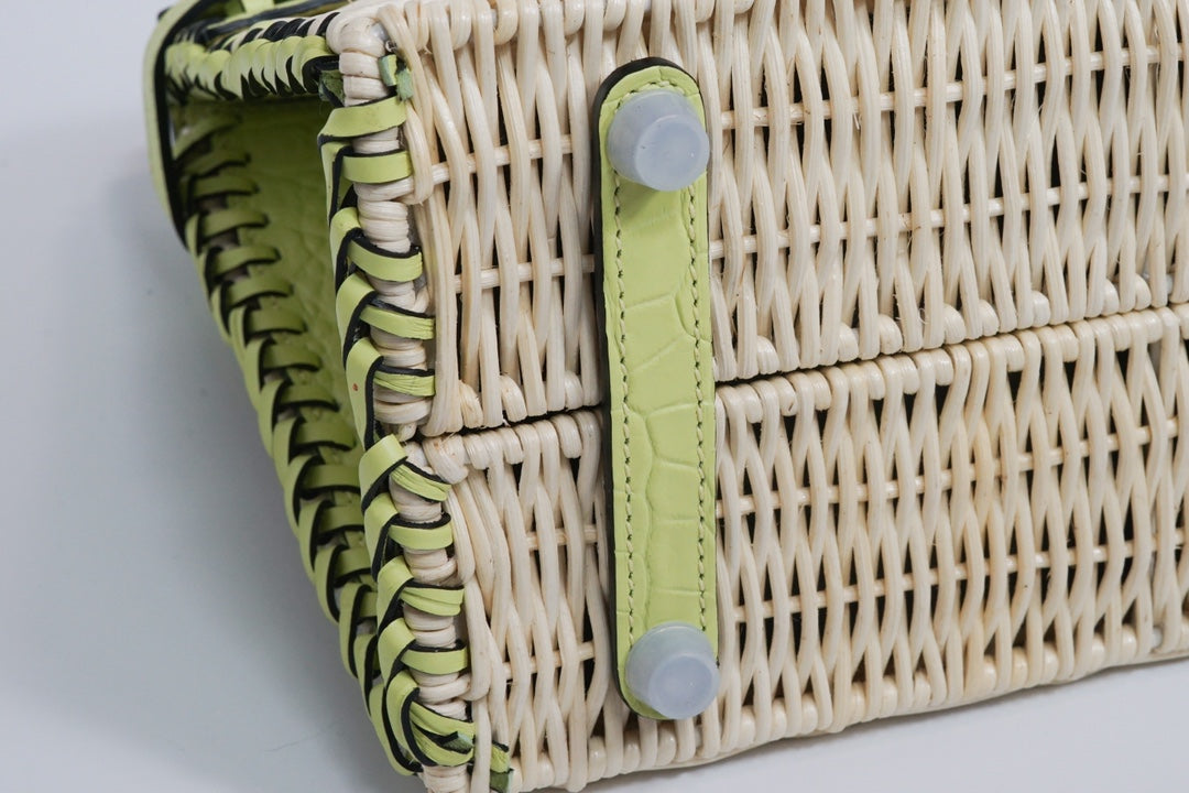 Hermès Lime Picnic Birkin 25 Wicker Leather Palladium Hardware