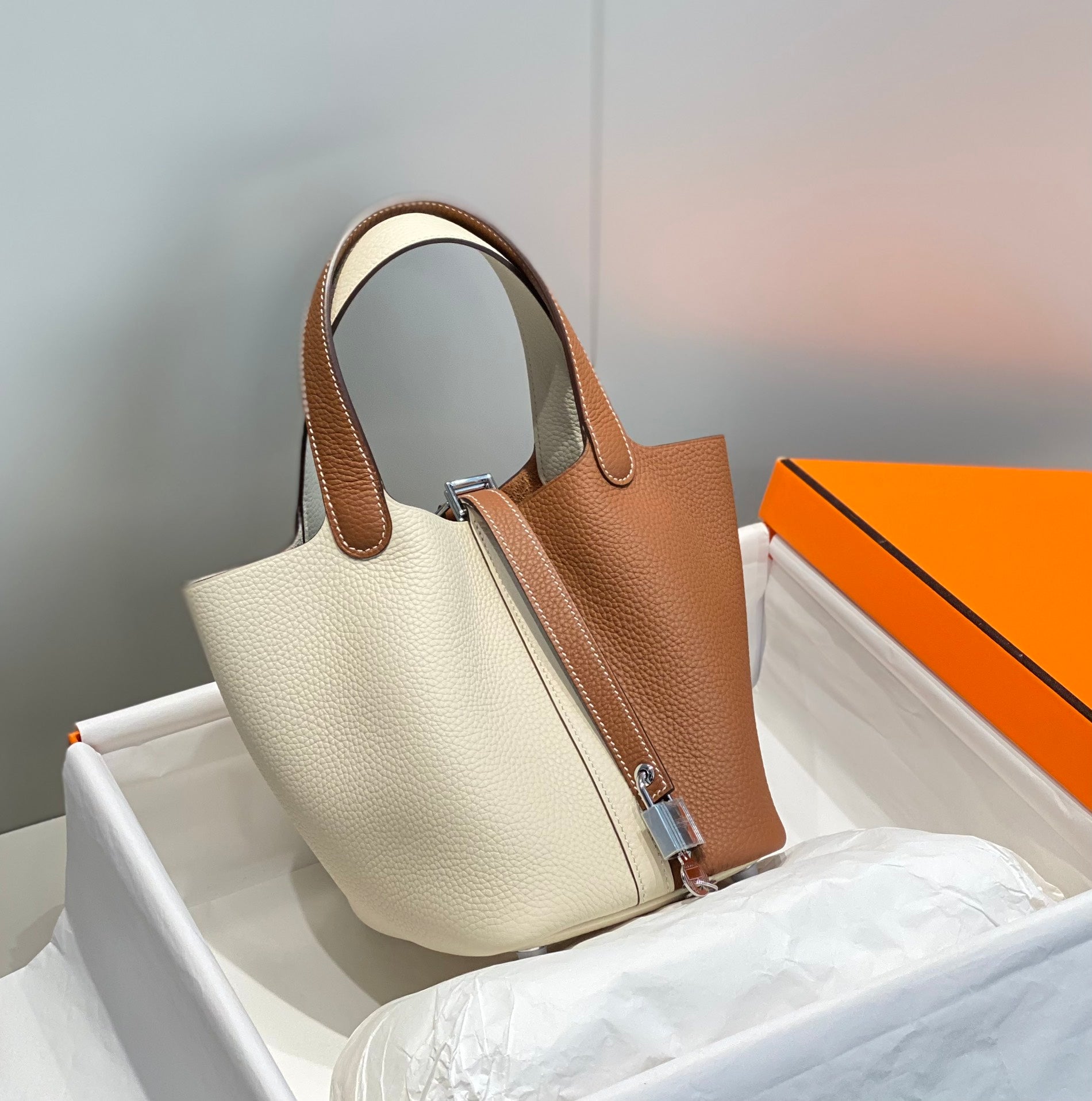 Hermes Picotin 18 Two-Tone Gold White