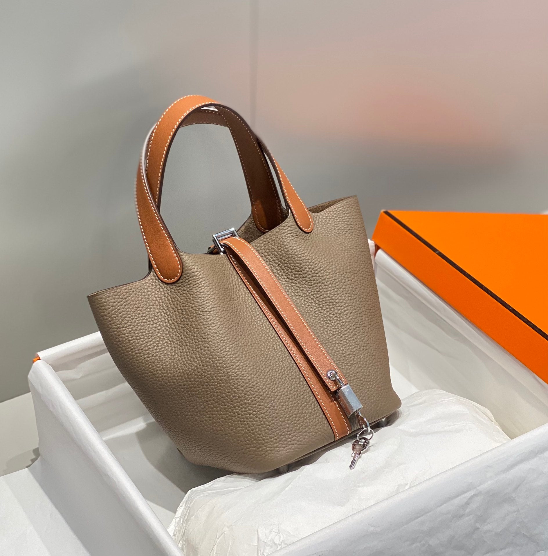 Hermes Picotin 18 Etoupe Orange