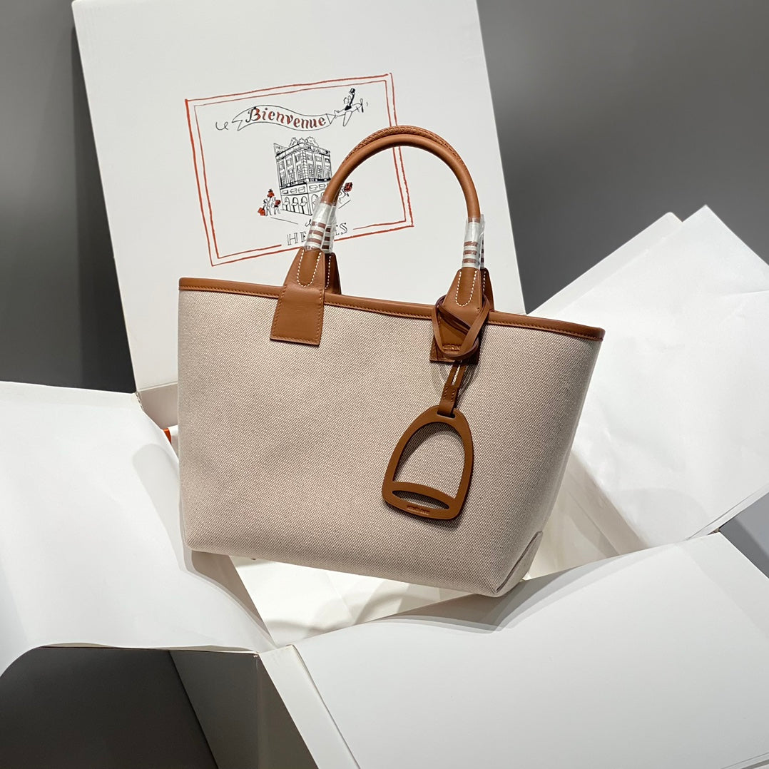 Hermes Garden Party Beige Canvas Tote