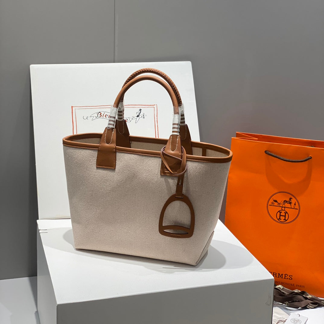 Hermes Garden Party Beige Canvas Tote