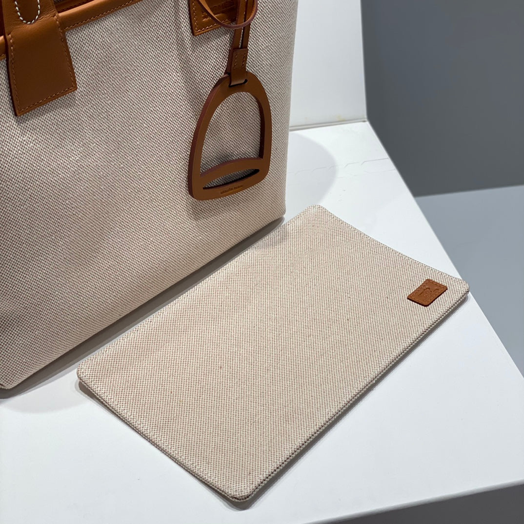 Hermes Garden Party Beige Canvas Tote
