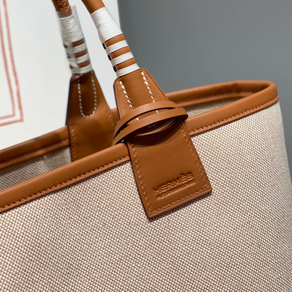 Hermes Garden Party Beige Canvas Tote
