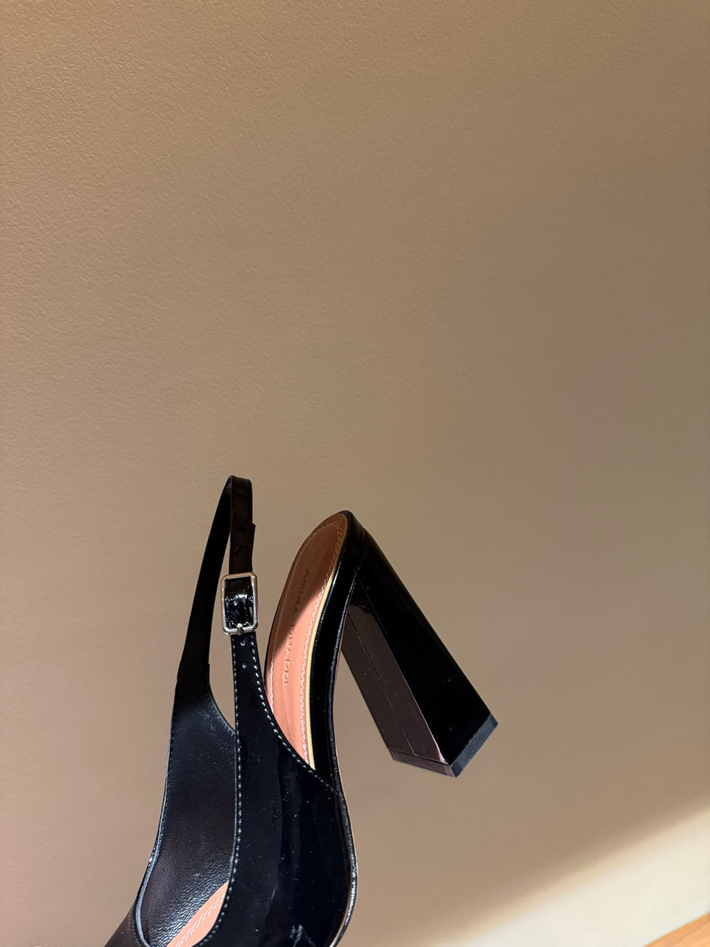 Black Patent Leather Slingback Heels