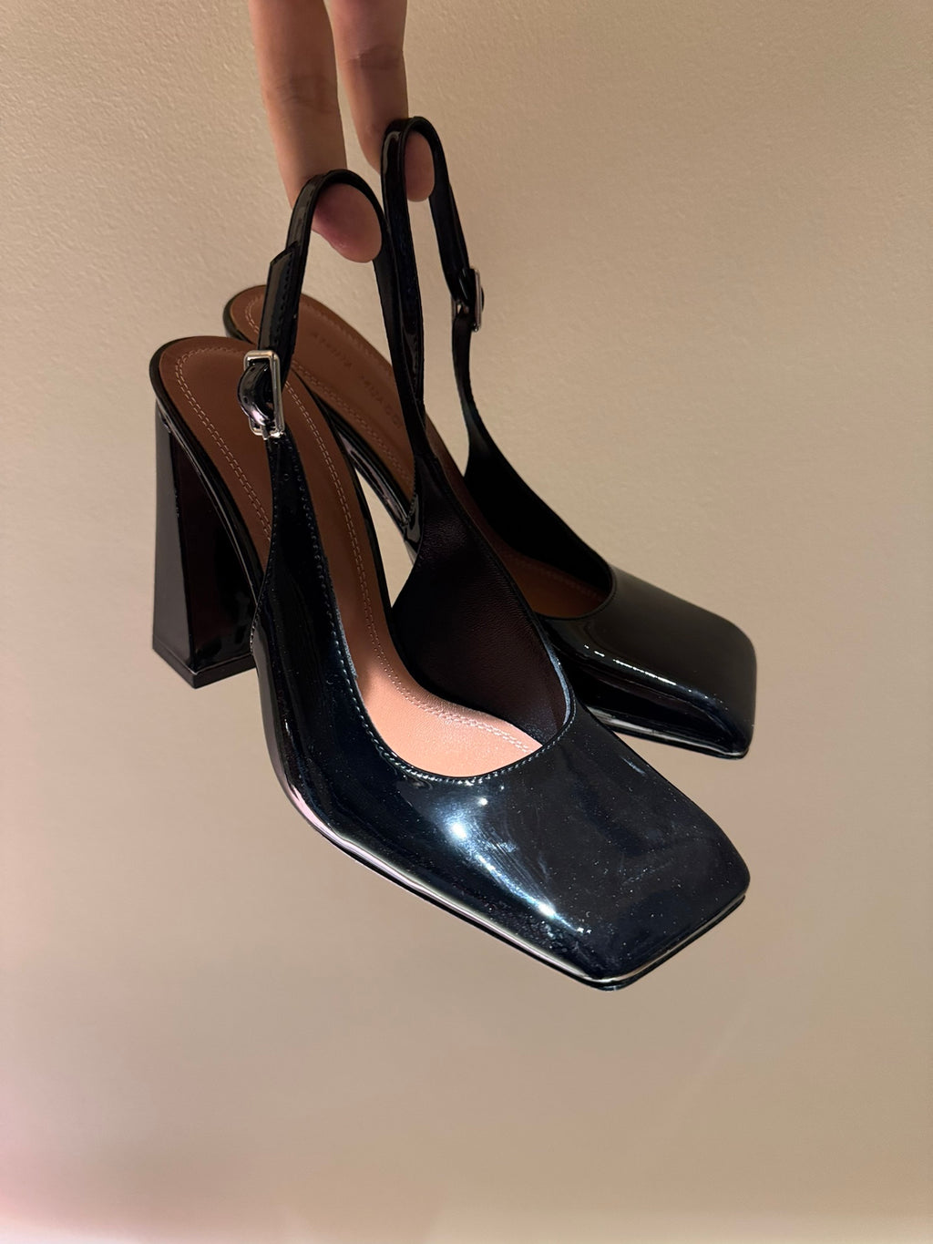 Black Patent Leather Slingback Heels