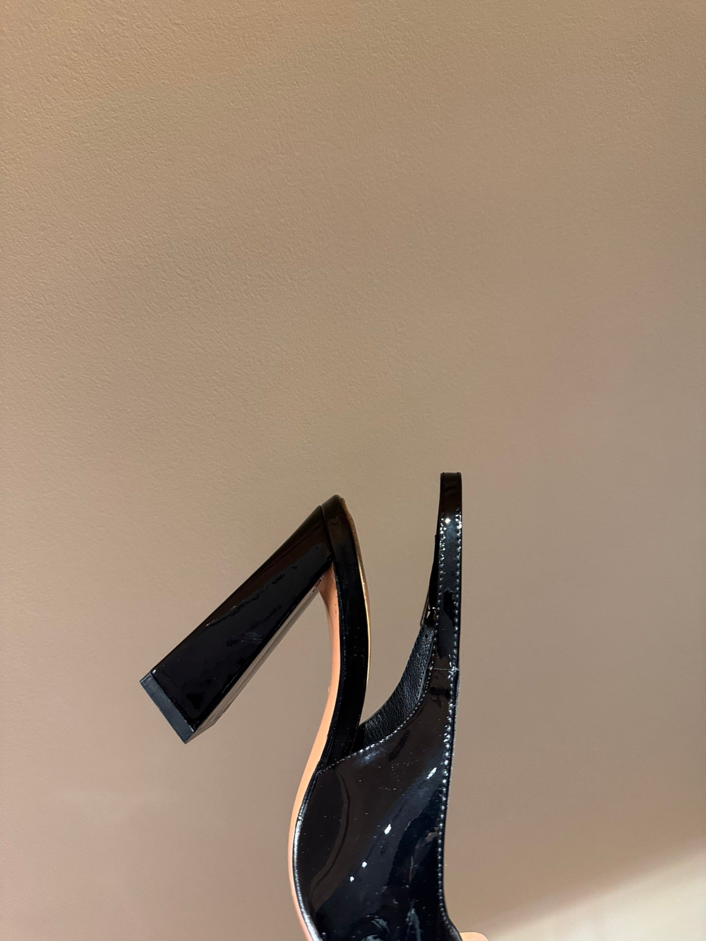 Black Patent Leather Slingback Heels