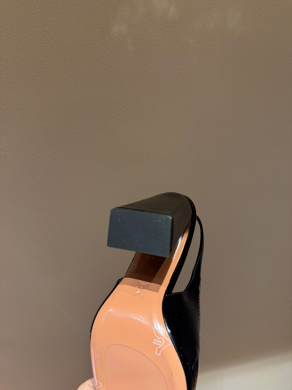 Black Patent Leather Slingback Heels