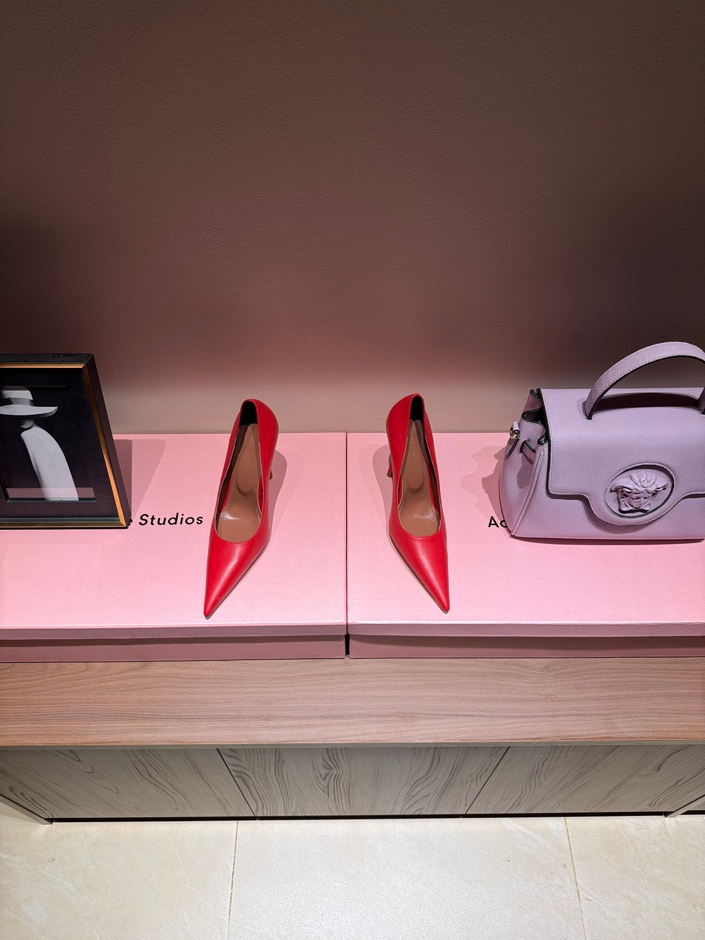 Coral Red Leather Pointed Toe Pumps