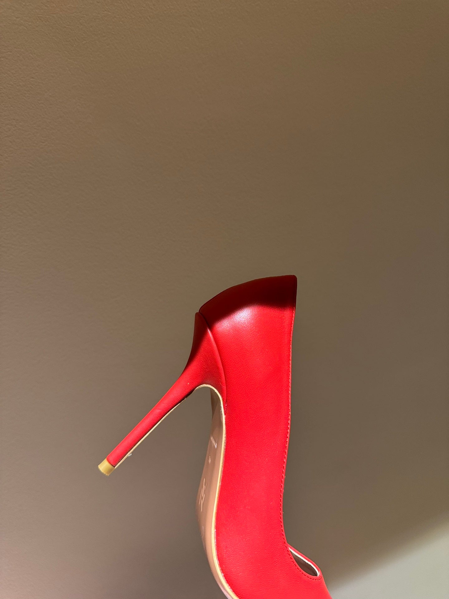 Coral Red Leather Pointed Toe Pumps